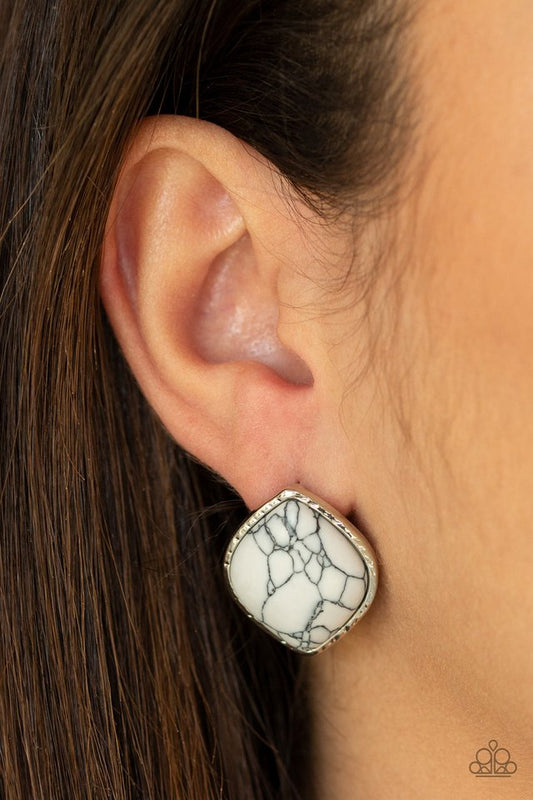 Marble Marvel - White - Paparazzi Earring Image