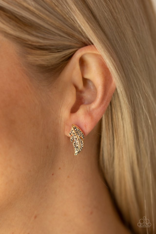 Feathered Fortune - Gold - Paparazzi Earring Image
