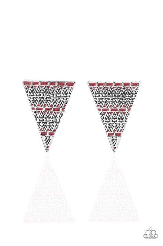 Paparazzi Earring ~ Terra Tricolor - Red