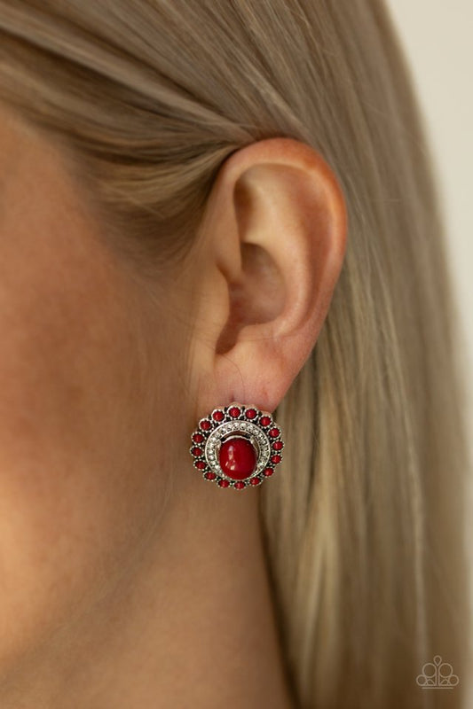 Floral Flamboyance - Red - Paparazzi Earring Image