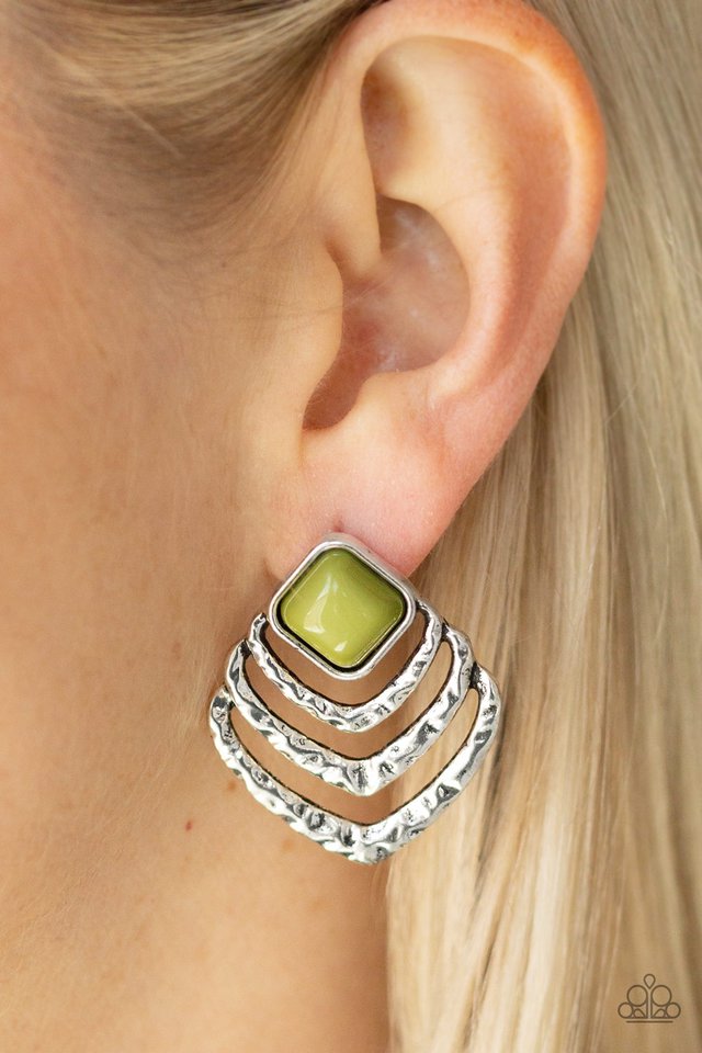 Rebel Ripple - Green - Paparazzi Earring Image