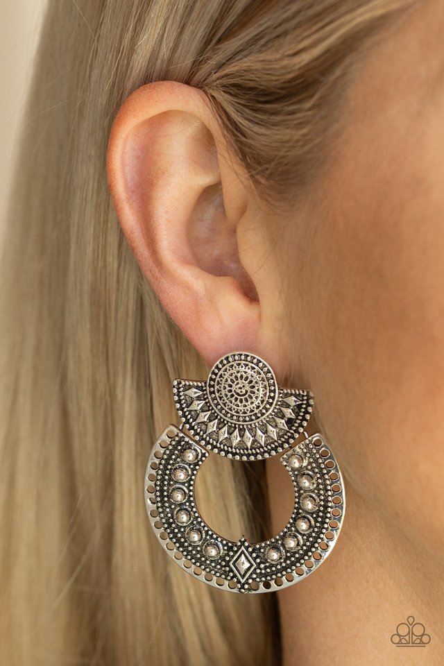 Texture Takeover - Silver - Paparazzi Earring Image