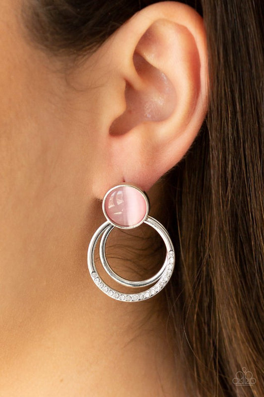 Glow Roll - Pink - Paparazzi Earring Image