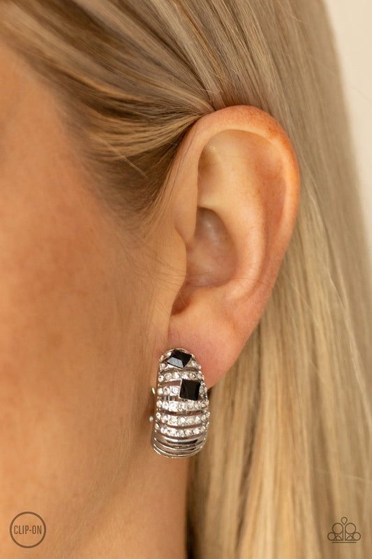 Bank Tank - Black - Paparazzi Earring Image