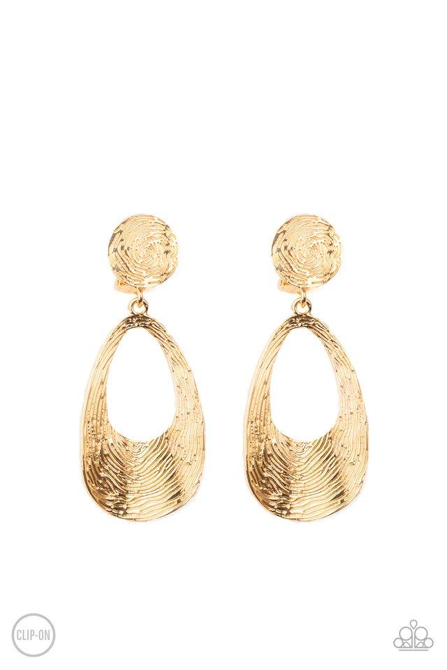 Paparazzi Earring ~ Printed Perfection - Gold