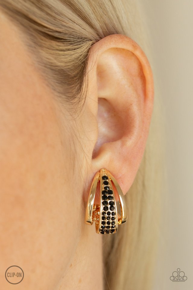 Bank Night - Gold - Paparazzi Earring Image