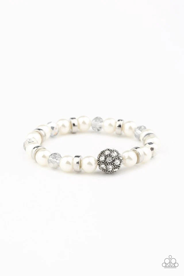 Paparazzi Bracelet ~ Twinkling Timelessness - White