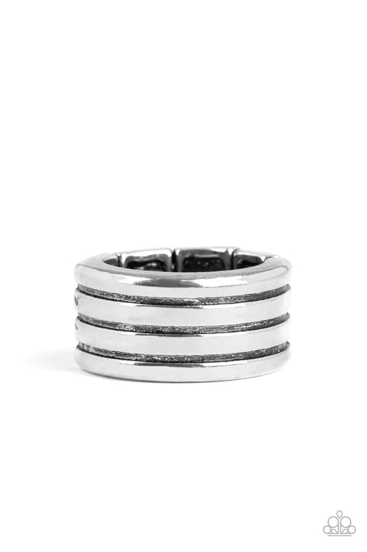 Paparazzi Ring ~ Zip Line - Silver