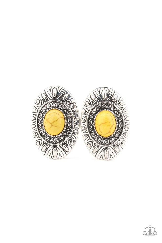 Paparazzi Earring ~ Stone Tiki - Yellow