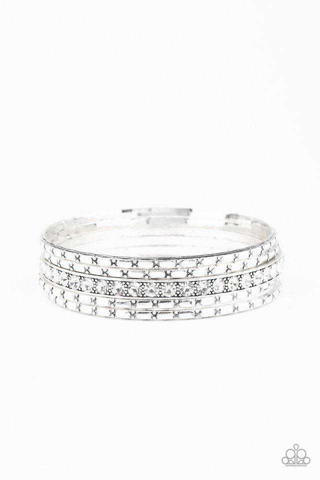 Paparazzi Bracelet ~ Glitzy Grunge - White