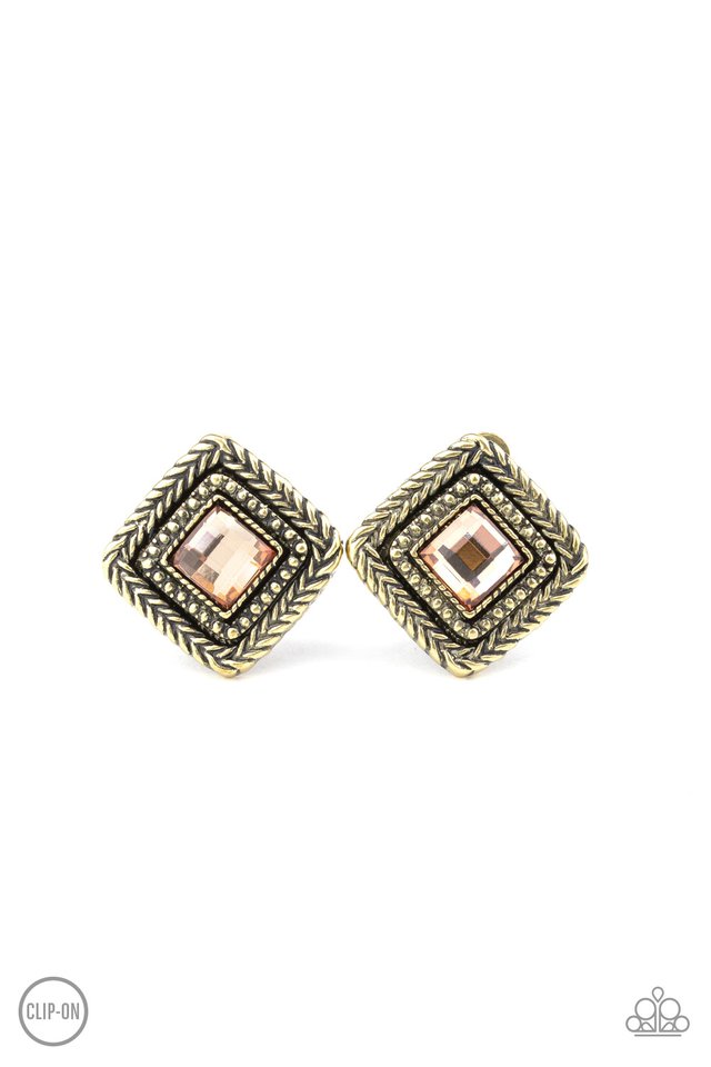 Fashion Square - Brass - Paparazzi Earring Image