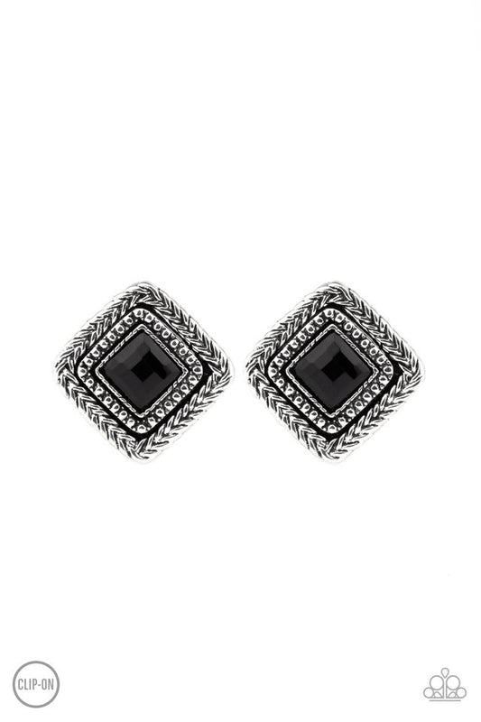 Fashion Square - Black - Paparazzi Earring Image