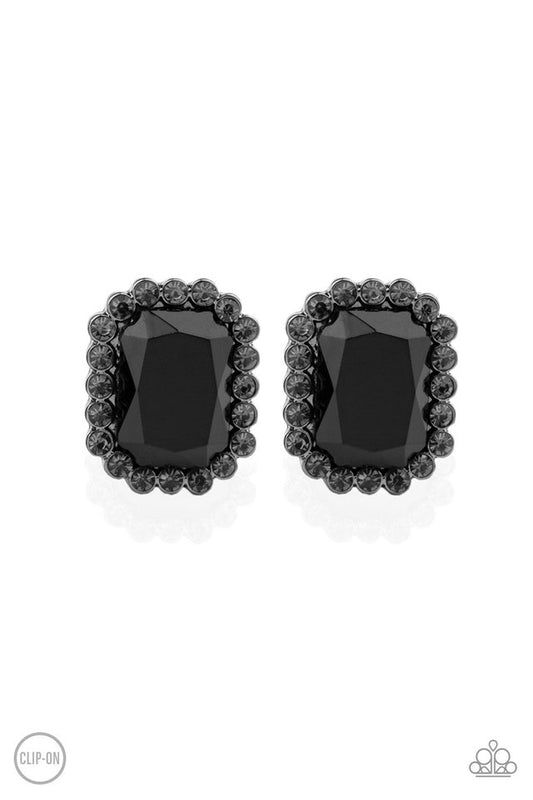 Glitter Enthusiast - Black - Paparazzi Earring Image