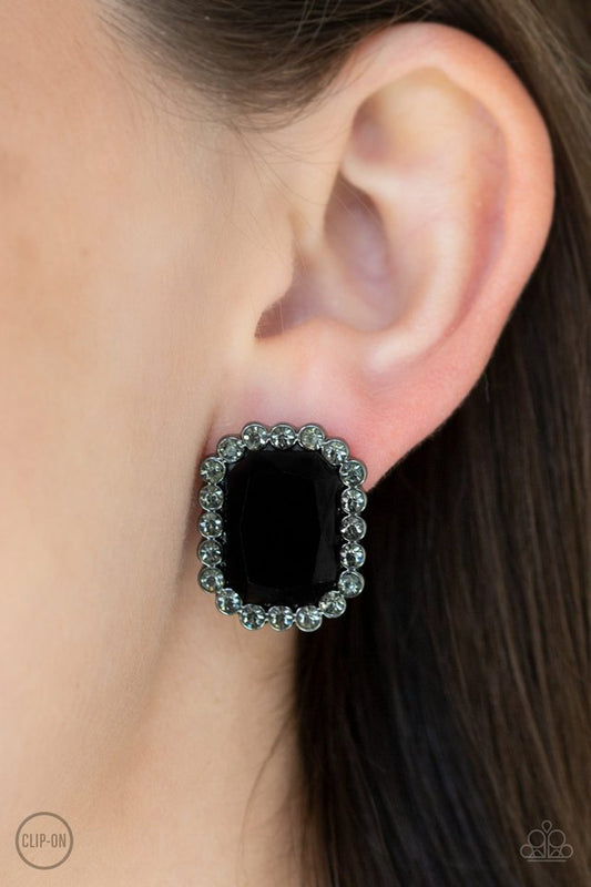 Glitter Enthusiast - Black - Paparazzi Earring Image