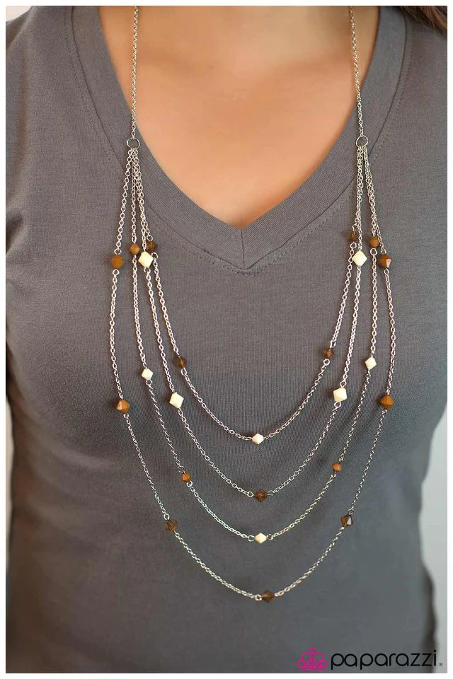 Paparazzi Necklace ~ Just Enough - Brown