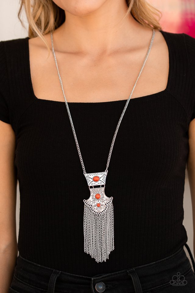 Totem Tassel - Orange - Paparazzi Necklace Image