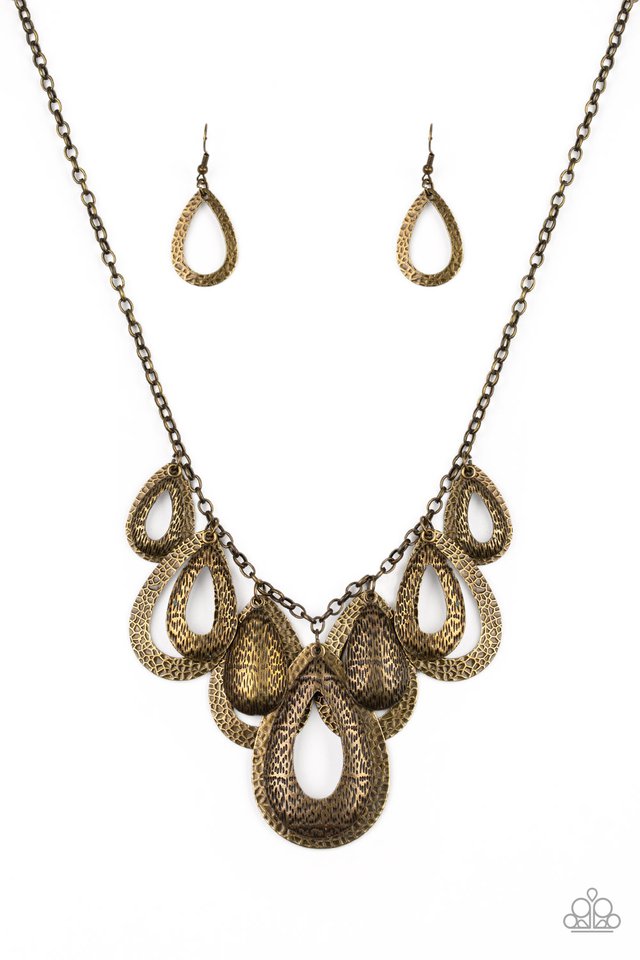 Teardrop Tempest - Brass - Paparazzi Necklace Image