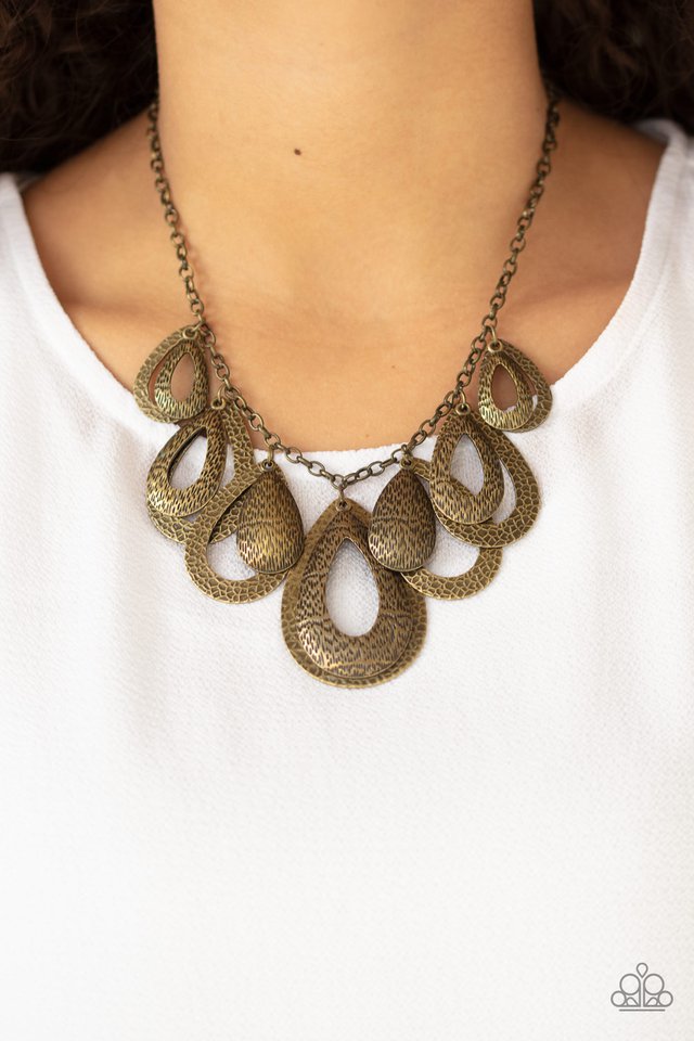 Teardrop Tempest - Brass - Paparazzi Necklace Image