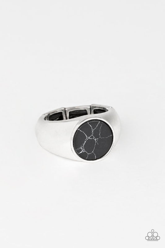 Carbon Print - Black - Paparazzi Ring Image