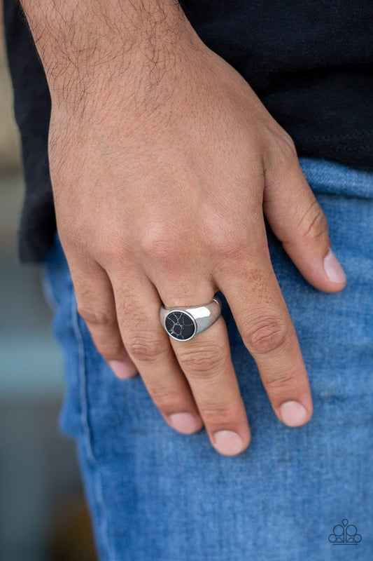 Carbon Print - Black - Paparazzi Ring Image