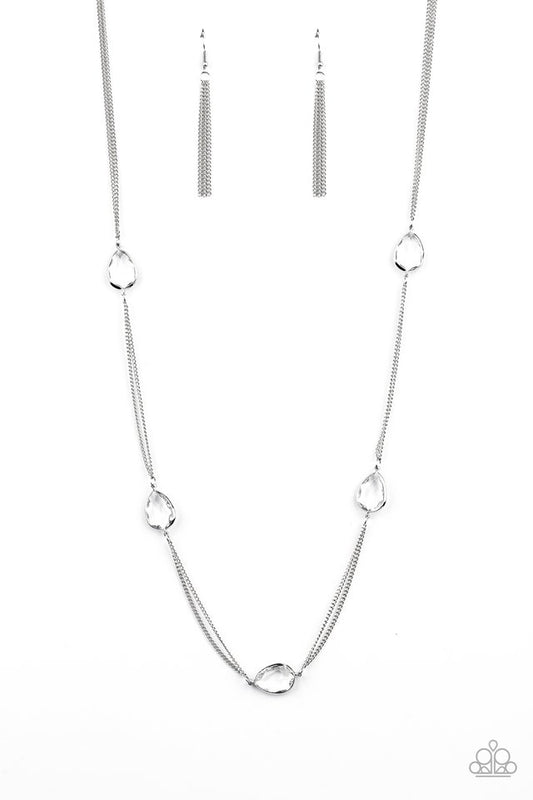 Teardrop Timelessness - White - Paparazzi Necklace Image