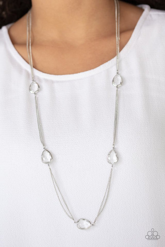 Teardrop Timelessness - White - Paparazzi Necklace Image