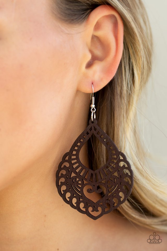 If You WOOD Be So Kind - Brown - Paparazzi Earring Image