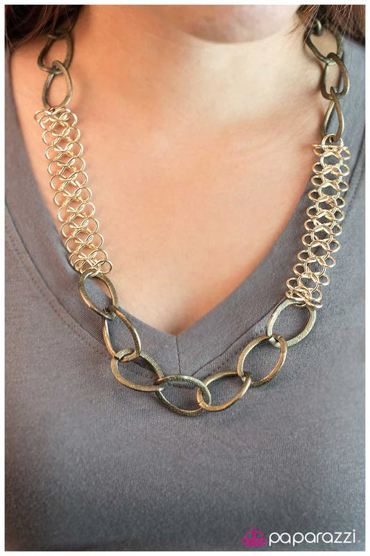 Paparazzi Necklace ~ Caught In Her Web - Brass