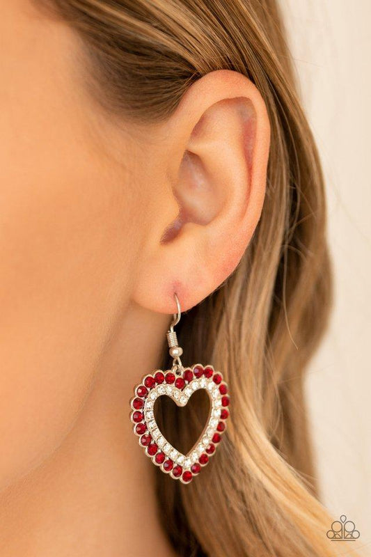 Paparazzi Earring ~ High School Sweethearts - Red