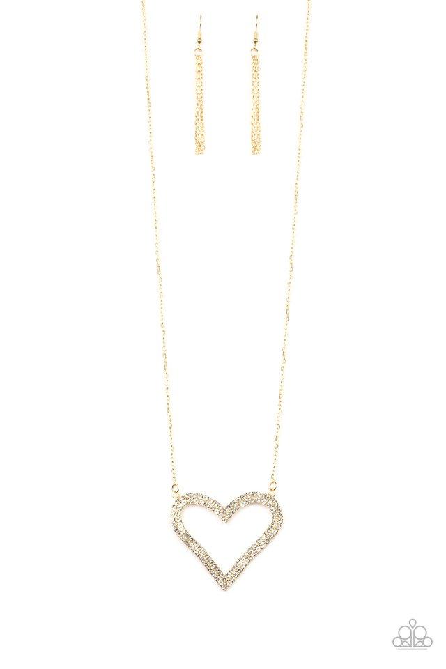 Paparazzi Necklace ~ Pull Some HEART-strings - Gold