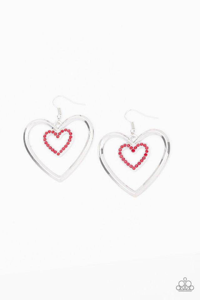 Paparazzi Earring ~ Heart Candy Couture - Red