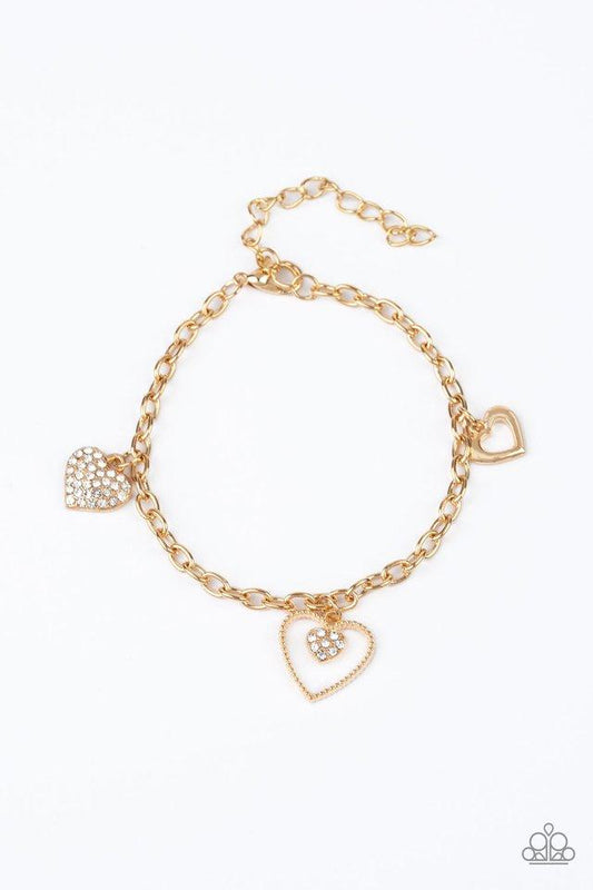 Pulsera Paparazzi ~ Corazones y Arpas - Oro