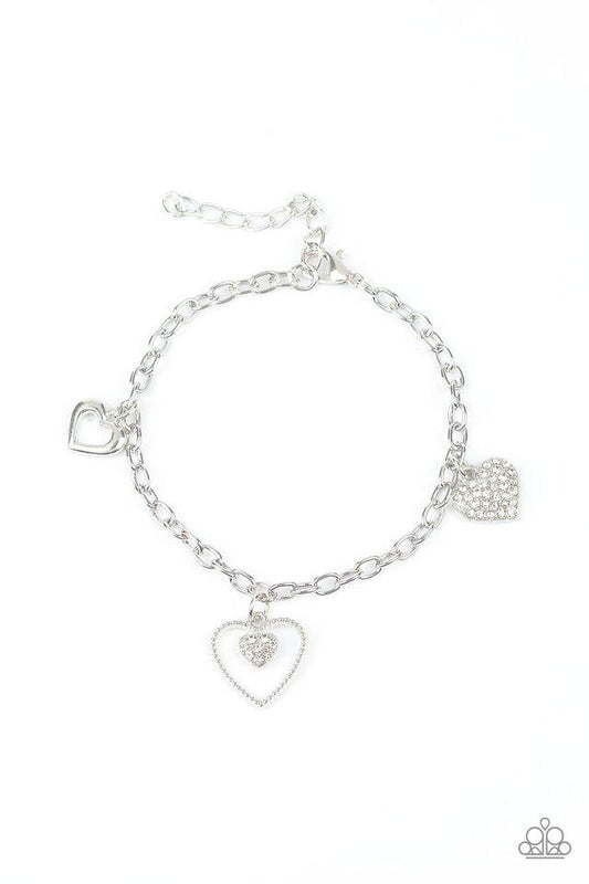 Pulsera Paparazzi ~ Corazones y Arpas - Blanco