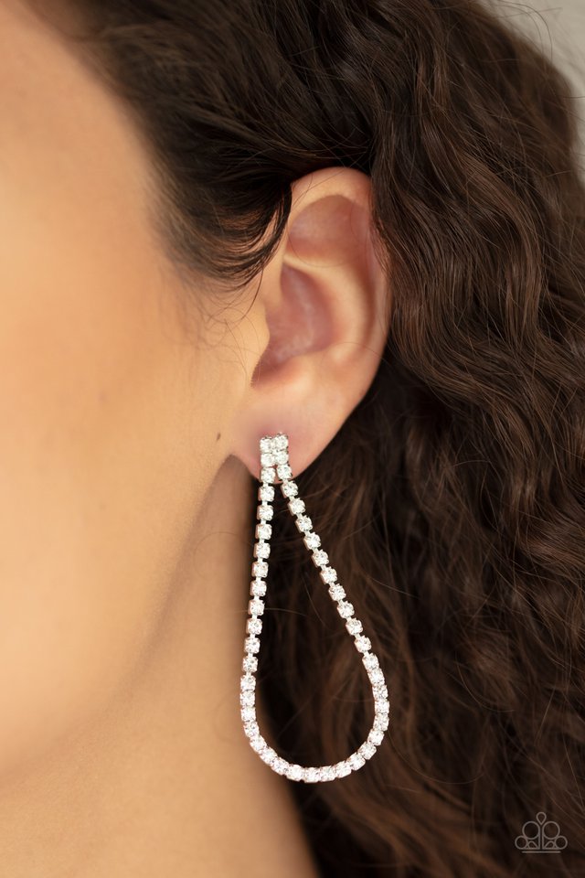 Diamond Drops - White - Paparazzi Earring Image
