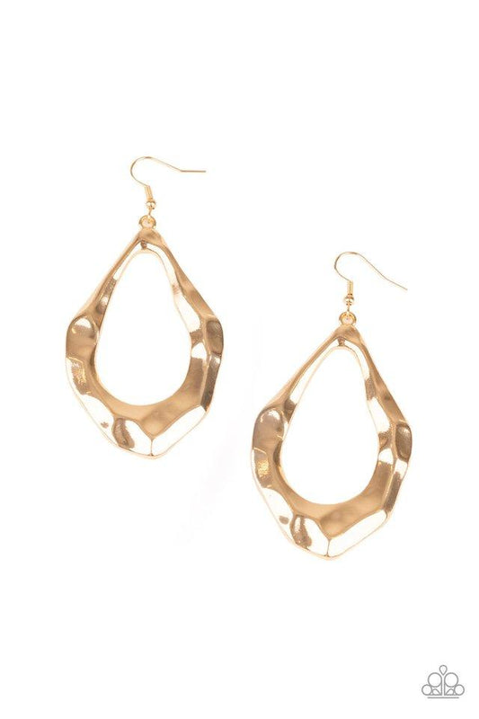Paparazzi Earring ~ Industrial Imperfection - Gold