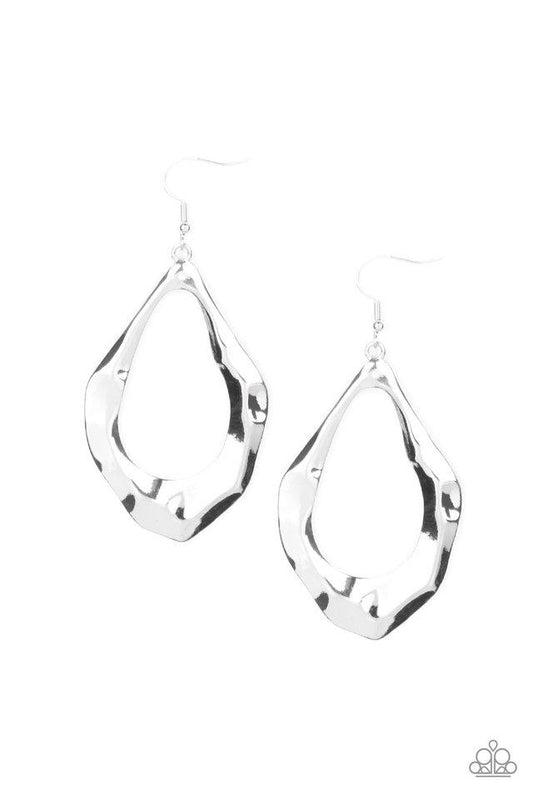 Paparazzi Earring ~ Industrial Imperfection - Silver