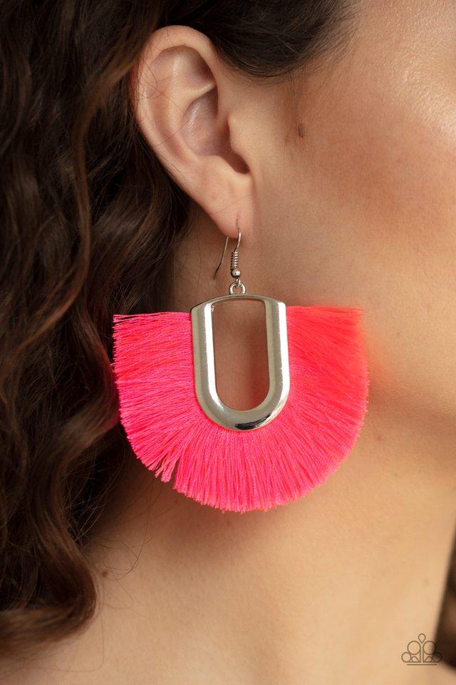 Paparazzi Earring ~ Tassel Tropicana - Pink