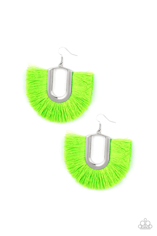 Paparazzi Earring ~ Tassel Tropicana - Green