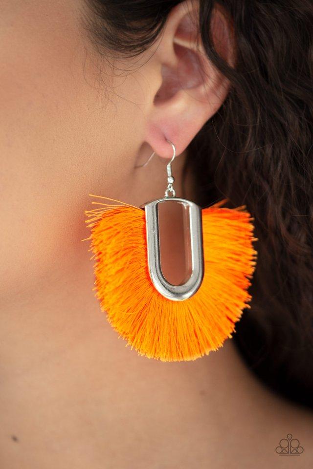 Paparazzi Earring ~ Tassel Tropicana - Orange