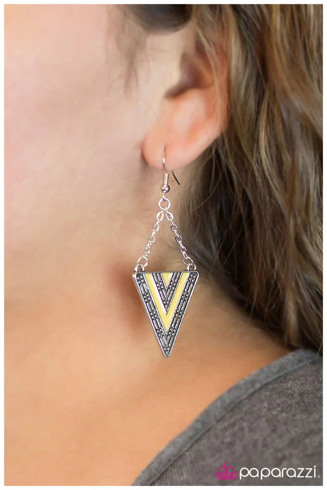 Paparazzi Earring ~ The Bermuda Triangle - Yellow