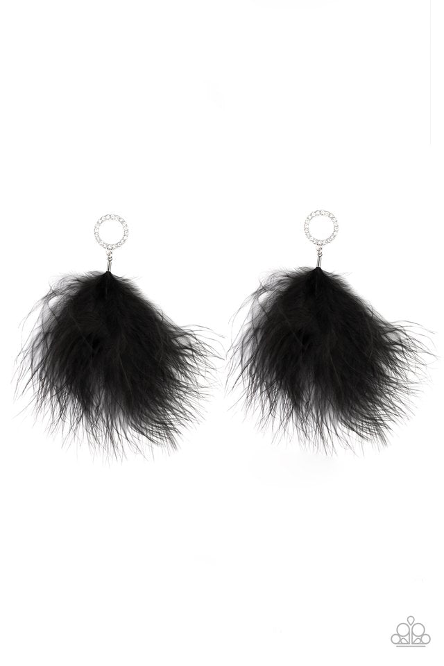 BOA Down - Black - Paparazzi Earring Image