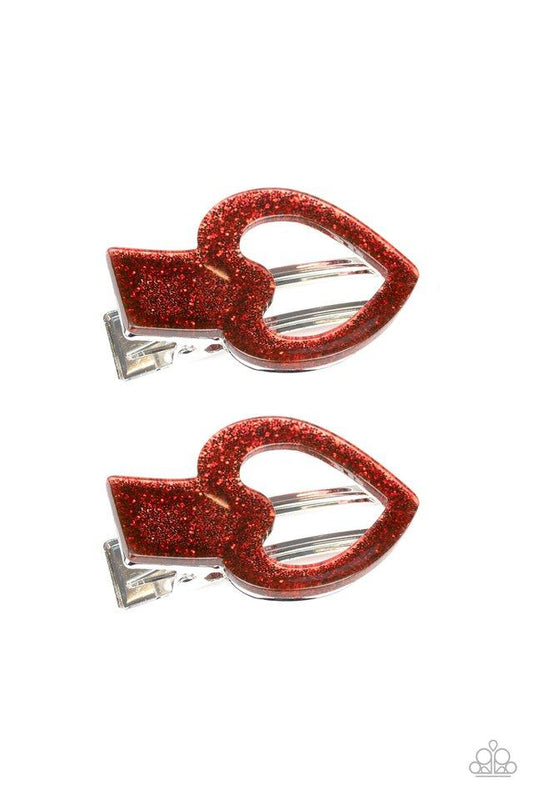 Paparazzi Hair Accessories ~ Glitter-Hearted - Red