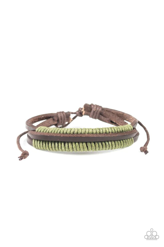 Pulsera Paparazzi ~ Rugged Roper - Verde