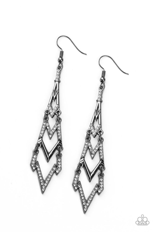 Electric Shimmer - Black - Paparazzi Earring Image