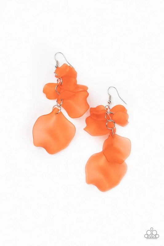 Paparazzi Earring ~ Fragile Florals - Orange