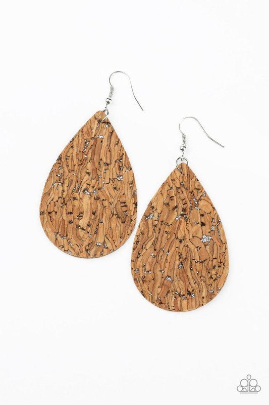 Paparazzi Earring ~ CORK It Over - Silver