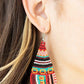 Paparazzi Earring ~ Beaded Bohemian- Red