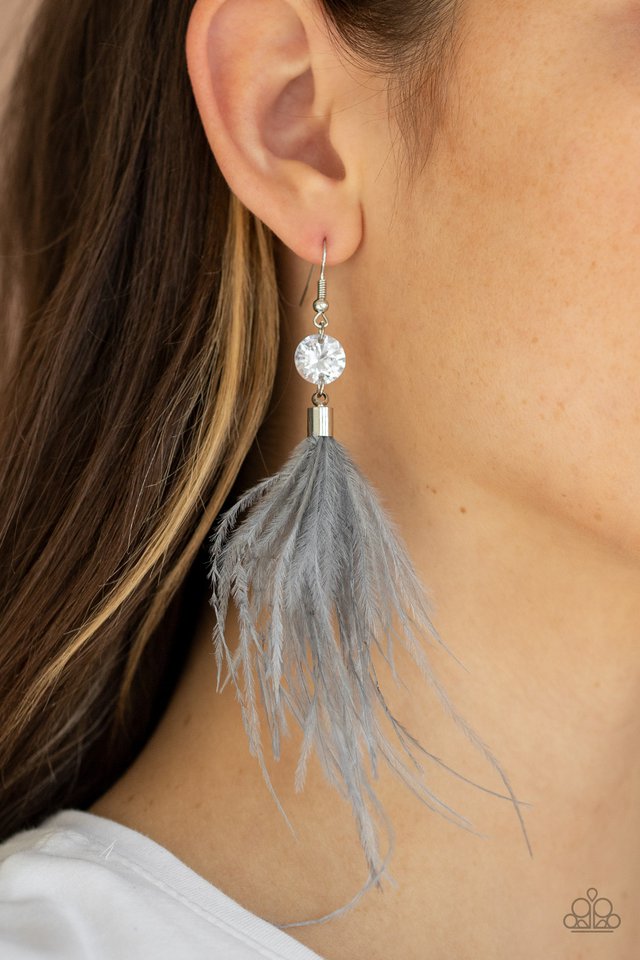 Paparazzi Earring ~ Feathered Flamboyance - Silver