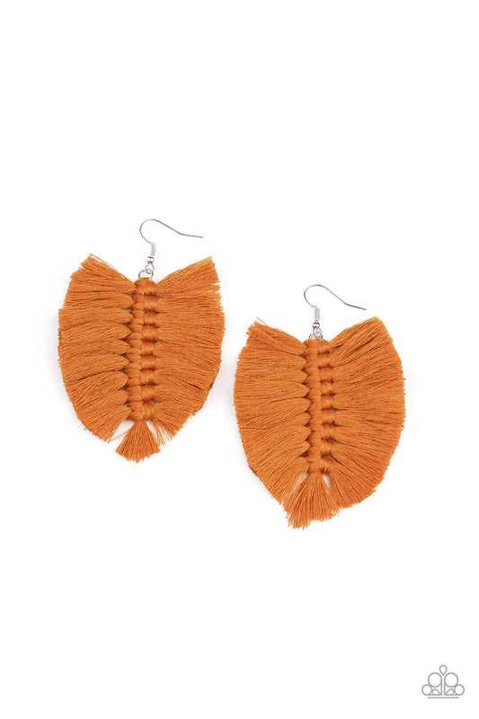 Paparazzi Earring ~ Knotted Native - Brown