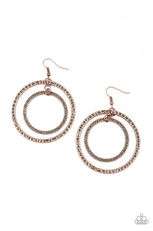 Paparazzi Earring ~ Fiercely Focused - Copper